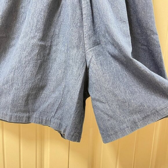 High Waist Flouncy Chambray Denim Shorts Navy - Picture 4 of 7